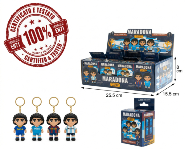 MARADONA Portachiavi 6cm In blind box (6×7,5cm) In espo da 12pz 4ass…x12…x144